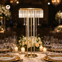 Support de présentation de boule de fleurs géante en métal doré ANNIELU avec perles acryliques pour décorations de mariage et événements