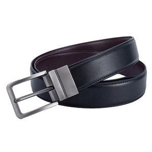 Cinto Masculino de Couro Genuíno com Fivela Rotativa Reversível de Liga de Zinco Simples, Cinto Casual Dupla Face para Presente P117 - Product Image 6