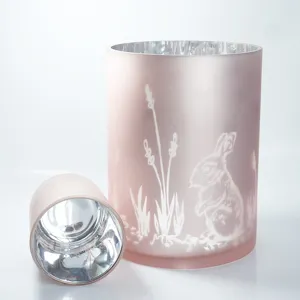 美丽的空玻璃蜡烛罐定制电镀玻璃蜡烛容器粉色蜡烛容器20盎司家居装饰