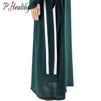 Robe Abaya Maxi Noire Élégante Musulmane à Manches Longues pour Femme