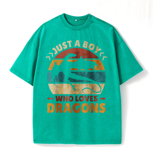 T-shirt vintage nera con design del tramonto e silhouette di drago, per un look casual e per gli appassionati di fantasy. - Product Image 3