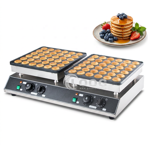 Dubbele Kop Kleine Pannenkoekenmaker 72 gaten Elektrische Poffertjesgrill Anti-aanbaklaag RVS Commerciële <span class=keywords><strong>Mini</strong></span> Pannenkoekenmachine - Product Image 1