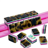 Ensemble de Mahjong Américain Portable de Luxe Yufeng, 160 Pièces en Acrylique avec Motif Léopard, Table de Jeu Intérieure Durable