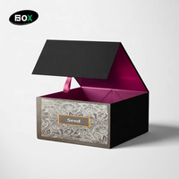 Boîte rigide pliable en carton recyclé de luxe avec logo personnalisé FUSSEN, ruban de fermeture magnétique, doublure en éponge pour cosmétiques