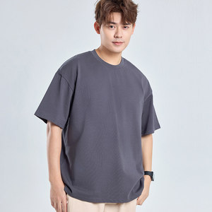 T-shirt en coton uni 280g, épais, pour le loisir, manches courtes, vêtements pour hommes - Product Image 2