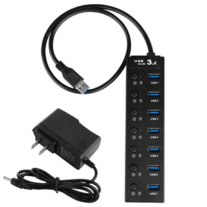 Hub <span class=keywords><strong>USB</strong></span> 3.0 de 7 Puertos con Interruptor Individual de Encendido/Apagado, Puerto LED, Transferencia de Datos de 5Gbps y Alimentación de 5V2A, Divisor <span class=keywords><strong>USB</strong></span> en Stock - Product Image 1