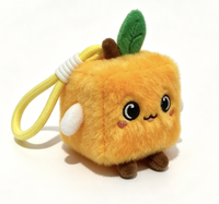 Schattig vierkant oranje pluche squishy speelgoed traagschuim fidget stress verlichter sleutelhanger pluizig fruit hanger kindercadeau groothandel