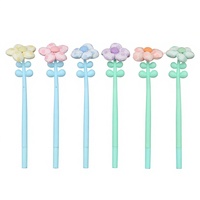 Stylos gel en peluche Kawaii à motif floral, stylos en tissu doux pour filles, papeterie mignonne pour cadeaux et fêtes