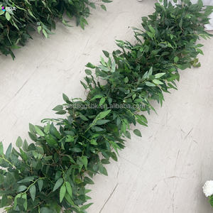 LEDA Long Custom <b>Silk</b> Artificial Green Leaves Natural Real Touch Floral Garland <b>Flower</b> Runner for Events Decor - Product Image 4