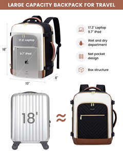 LOVEVOOK 17In Travel <strong>Backpack</strong> With 3 Packing <strong>Cube</strong> Carryon <strong>Backpack</strong> As Personal Item Flight Approved Waterproof Travel Essentials - Product Image 3