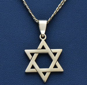 Collana con Stella di David in <span class=keywords><strong>Oro</strong></span>, Gioielli Ebraici per <span class=keywords><strong>Uomo</strong></span>, Regalo per Bar Mitzvah, Ciondolo in Vendita - Product Image 3
