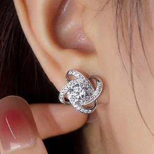 Joyería Messi, Joyería Personalizada MSE-647, Platino PT950, Diamante Cultivado en Laboratorio CVD HPHT de 1CT D VS1, Pendientes de Botón con Racimo de Diamantes, Joyería para Mujer - Product Image 2