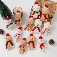Ours en peluche de Noël mignon avec écharpe et chapeau, jouet en peluche pour enfants, idéal pour la décoration de gâteaux de Noël