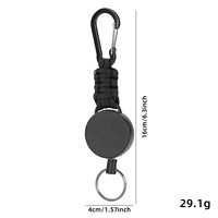 Porte-badge rétractable avec cordon en acier, mousqueton, clip, crochet, attache porte-clés, corde tressée en paracorde, connecteur mousqueton, porte-clés