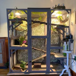SDCH011-B Eco-friendly Luxury Outdoor Wooden Enclosure with Print Pattern for Reptile Chameleon Lizards Iguanas House - Product Image 1