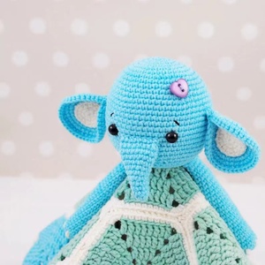 Manta <span class=keywords><strong>de</strong></span> Seguridad Cozyliving Personalizada con Diseño <span class=keywords><strong>de</strong></span> Elefante Azul, Cuadrados Granny, Relleno <span class=keywords><strong>de</strong></span> Algodón Suave para Bebé, Animal <span class=keywords><strong>de</strong></span> Peluche Tejido a Mano - Product Image 4