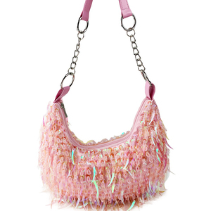 Bolso de Noche con Lentejuelas y Cuentas en Forma de Media Luna para Mujer, Cartera Brillante, Precioso Bolso de Hombro para Bar, Discoteca, Cóctel, Fiesta de Graduación - Product Image 5