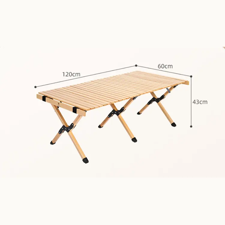 Saco De Armazenamento De Alta Qualidade Pinho Top Egg Roll Table Ferro Galvanizado Quadro Dobrável Camping Outdoor Table