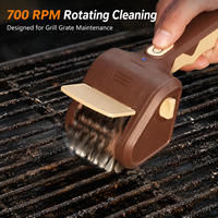 Brosse de nettoyage électrique sans fil pour barbecue, 700 tr/min, haute vitesse, rechargeable, poils en acier inoxydable, dégraissage automatique
