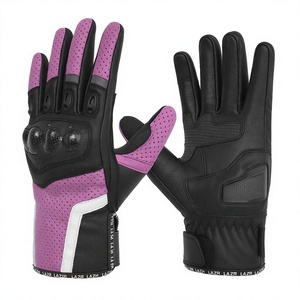 Custom Made Genuine Leather Perforated Biker Gloves OEM Supplier Sports Breathable Mesh Lining Protective Reinforced Palm Design - Product Image 1
