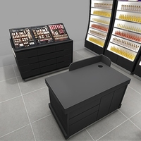 Mobilier de bureau moderne noir pour boutique de cosmétiques Vitrines de design d'intérieur Vente en gros en usine avec éclairage LED