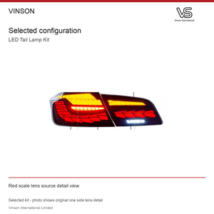 Kit de luces traseras LED para BMW Serie 5 F10 F18 2011-2017 con lente roja y vista de detalle del fuente de luz - Product Image 1