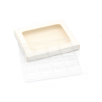 Boîtes d'emballage en papier kraft de haute qualité, personnalisées, blanches et noires, en forme de coquille, pour cire fondante, avec fenêtre transparente