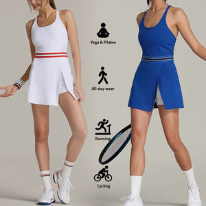 Benutzer definierte Kontrast Taille ärmellose Sporthalle tragen Golf Rock Frauen einteiliges Tennis kleid mit kurzer Tasche - Product Image 2