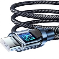 Câble de charge super rapide 120W avec affichage numérique en temps réel, câble de données tressé Type C pour téléphones iPhone et Android, universel