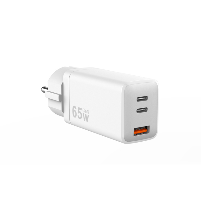 65W GaN Mobile Phone Charger CE FCC ROHS USB-C Quick Charging Head PD 3.0 Dual Port Fast USB Charger for Mobile Phone
