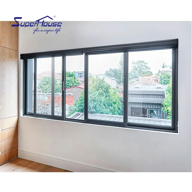 Superhouse atacado bom preço pvc slide preto janela aço inoxidável malha upvc janelas deslizantes para casa