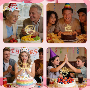 Decorazioni per Torte Non Commestibili Confezionate Singolarmente Riutilizzabili Topper per Torte di <span class=keywords><strong>Compleanno</strong></span> in Acrilico Vendita all'Ingrosso - Product Image 6
