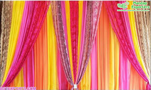Boda Mehndi/Sangeet evento Multicolor telones de fondo musulmán boda Henna fiesta telón de fondo cortinas hindú Mehndi noche escenario cortina - Product Image 3