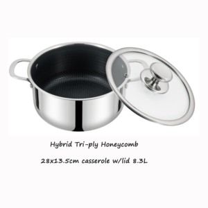 Juego de utensilios de cocina híbridos de acero inoxidable 304, sartén de inducción de cocina de <span class=keywords><strong>3</strong></span> capas, sartén antiadherente con peine de miel, diseño moderno y ecológico - Product Image 2