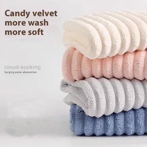 Juego <span class=keywords><strong>de</strong></span> toallas <span class=keywords><strong>de</strong></span> algodón a rayas gruesas grandes para baño y cara Toallas <span class=keywords><strong>de</strong></span> ducha desechables para uso en el baño Toallas para el cabello - Product Image 3