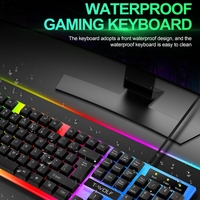 T-WOLF TF230 Backlit Wired Gaming Combo RGBG Backlight Earphone Mouse Pad untuk Gaming PC & Penggunaan Kantor