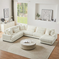 PZCN HOME 노르딕 카우치 클라우드 섹셔널 소파 세트 베리 블랙 소프트 코듀로이 업홀스터리 거실 모듈형 소파 (어린이용)
