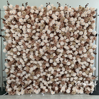 H121 3D Levensechte Kunstbloemenwand, Roze Stoffen Basis Hoge Dichtheid Anti-Vervlochten Bloemenachtergrond voor Bruiloft Feestdecoratie