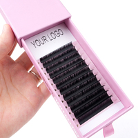 Faux cils synthétiques faits main DF Brand, longs et naturels, vegan, sans cruauté, faciles à éventaillement, noir mat, 8-15mm, vente en gros