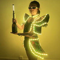Les femmes adultes portent des vêtements de Cosplay jupe de danse costumes Costume de Robot illuminé avec lumière LED pour la performance de scène de fête Rave