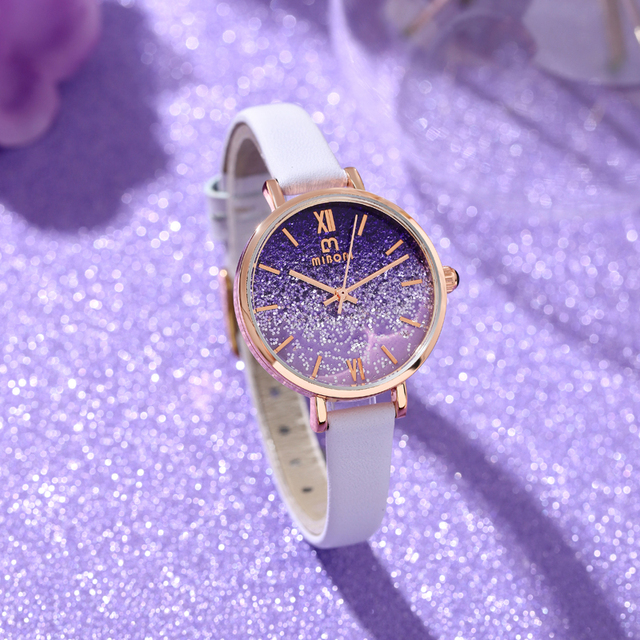 Wholesale Custom Logo Starry Sky Dial Women's Quartz Watch Fashionable Waterproof Business Design with Leather Band Alloy Case
