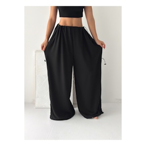 Pantalon sarouel pour femmes, jambe large, taille haute, laçage réglable, respirant, taille standard 36 à 50 - Product Image 2