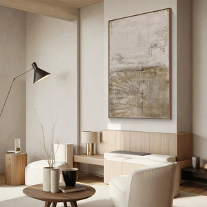 Pintura en lienzo grande de Arte Abstracto marrón Beige Wabi-Sabi, arte de pared, decoración moderna <span class=keywords><strong>para</strong></span> el hogar, estética única <span class=keywords><strong>para</strong></span> sala de estar - Product Image 3