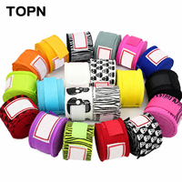 Bandages de boxe en coton avec logo personnalisé, 3 m, couleur personnalisée, largeur 5 cm, légère élasticité, Muay Thai, unisexe, OEM, marque TOPN, ISO