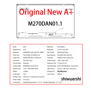 Écran LCD d'origine neuf A+ 27 pouces en gros M270DAN01.1 M270DAN01.2 M270DAN02.0 M270DAN02.1 M270DAN02.3 M270DAN06.6 M270DAN02.5 - Product Image 2