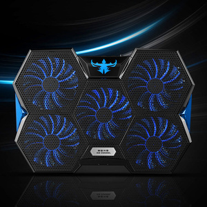 Support de refroidissement <span class=keywords><strong>pour</strong></span> ordinateur <span class=keywords><strong>portable</strong></span> de gaming avec éclairage LED, en métal robuste, 5 ventilateurs, 2 ports USB – OEM bienvenu - Product Image 6