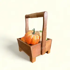 Wooden Fruit Basket Handmade Teak Wood Furniture Home Decor Wood Size 16 x 23 x 30 cm Premium Handicraft