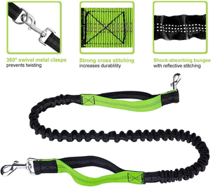 <b>Dog</b> Hands Free <b>Leash</b> with Zipper Pouch <b>Dogs</b> Running <b>Leash</b> with Dual Handle and Reflective Stitches Waist Bag for Jogging Walking - Product Image 5