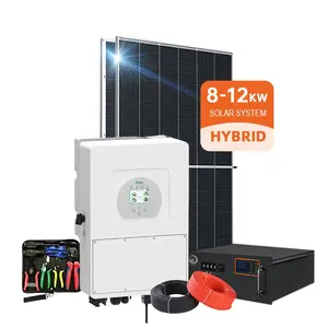 Kits de panneaux photovoltaïques 700W personnalisés 8Kw 10Kw 12kw 15kw système de panneau solaire hybride avec ensemble de stockage batterie au lithium-ion pour la maison