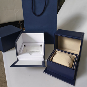 Caja de reloj Klein Blue Smooth Pu con borde cosido y compartimento interior Dtawer, pequeña caja para reloj <span class=keywords><strong>Chopar</strong></span> con bolsa y papeles a juego. - Product Image 3